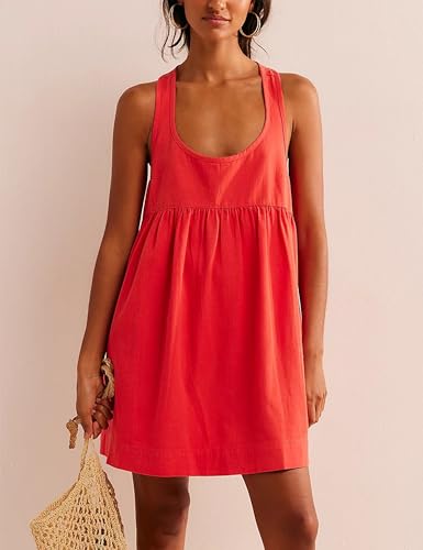 Womens Summer Dresses Sleeveless Square Neck Mini Dress Open Back Casual Babydoll Sundress2