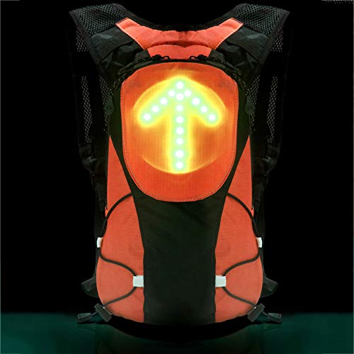 ZCVB Sac À Dos De Cyclisme Léger 5L avec 48 Affichage LED Arrière Et Signal LED Light Backpack De Vélo Utilisation Continue Pendant 12 À 15 Heures pour Le Vélo De Nuit,Orange