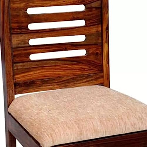 Image of Solid Sheesham Wood Set of Two Dining Chairs for Dining Room | Study Room | Office | Guest Room | Finish Color - Natural Brown Finish |