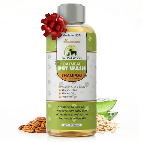 Oatmeal Dog Shampoo & Conditioner 17oz [USA] 5 in 1 Plant-Based Organic Sulfate-Free...