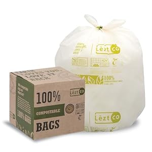 Compostable Garbage Bags | 4 Gallons, 100 Count, 19.6″ x 17.7″ | Waste Disposal bags for Kitchen | Plant-Based Starsealed Bags | Indoor & Outdoor | Food Scrap Waste Bags