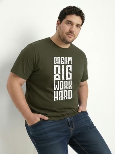 Image of Toodlegram Cotton Printed T-Shirt for Plus Size Men Round Neck Casual