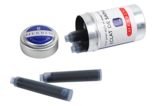 J. Herbin lata de cartuchos de tinta (Recambio estándar, 6 Paquete, color azul zafiro