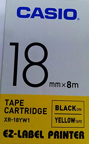 Image of Casio XR-18YW1-W-DJ Label Printer Tape (Black and Yellow)