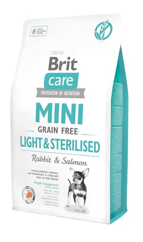 Brit Care Mini Light e Sterilised Grain Free al Coniglio e Salmone Ipoallergenico - 2 kg