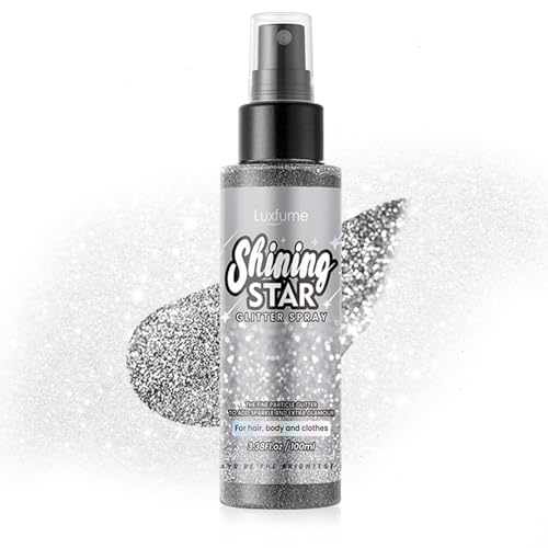 CXNXFD Shining Star - Spray de purpurina para cabello, cuerpo, ropa, maquillaje de escenario, fiesta de vacaciones, 100 ml, color plateado
