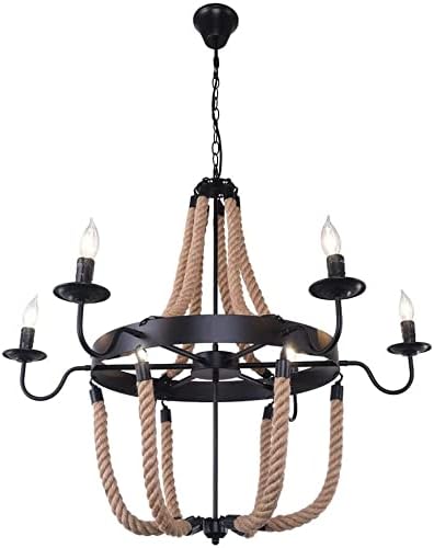 UZOURI Industriële hennepkledingwinkel Cafe-stijl kroonluchter Hotelverlichting (zes lichten)