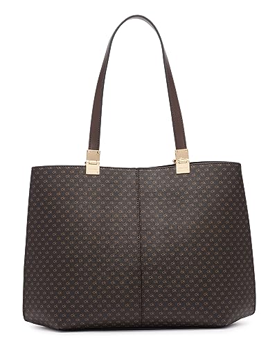 Image of Calvin Klein Women's Granite Geometric Tote Bag - Vegan Leather, Monogram, 3 Pockets
