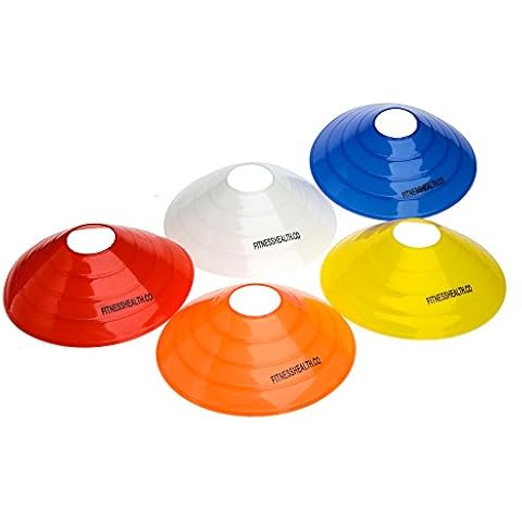 FH Marker Saucer Cones | Football Rugby Hockey Team Training Agility Drills (Cones 10-2 each colour) Cover