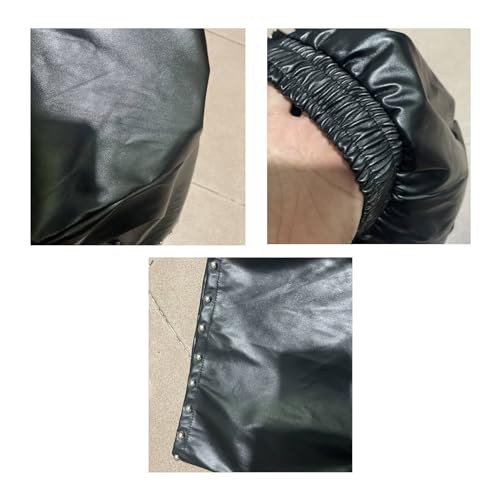 Women's Faux Leather Pants High Waisted Straight Wide Leg Trousers Rivets Slit Pu Leggings3