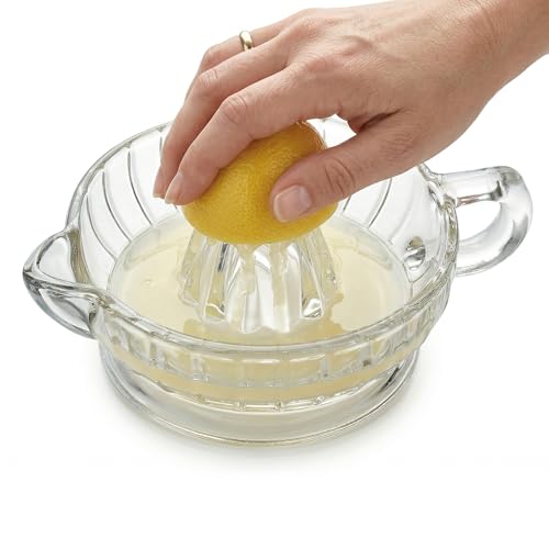 HIC Kitchen Citrus Juicer Reamer With Handle And Pour Spout, Heavyweight Glass, For Fresh Juice, Cooking, And Cocktails