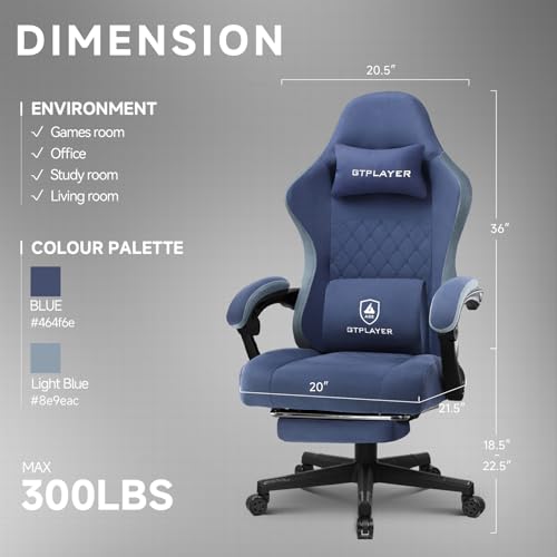 Image of GTPLAYER Gaming Chair, Computer Office Chair with Pocket Spring Cushion, Linkage Armrests and Footrest, High Back Ergonomic Computer Chair with Lumbar Support Task Chair with Footrest
