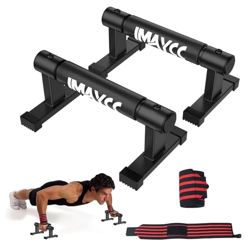 IMAYCC 26cm Parallettes Handstand Barrenm mit Handgelenk Bandagen Fitness,Großer Push Up Bar Dip Barren,Rutschfeste Liegestützgriffe,Calisthenics Equipment für Indoor Outdoor Geeignet...