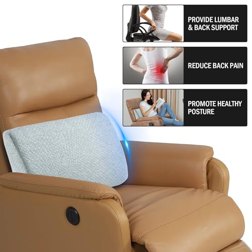 HOMBYS Lumbar Support Pillow for Recliner Chair, Memory Foam Back Support Cushion for Elderly,Extra Large Lumbar Support Pillow,Thick Backrest for Home Reading (Light Grey, 20“x13.5"x5")