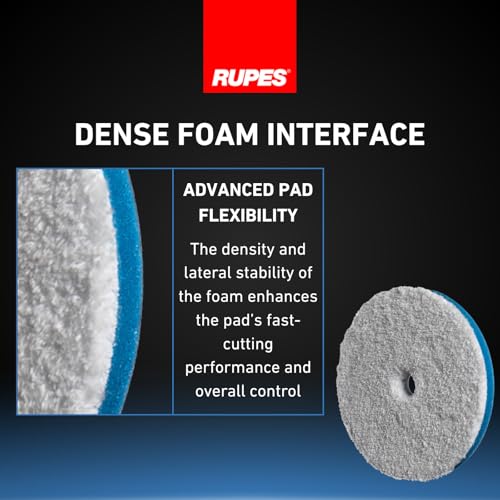 Image of RUPES 9.MF130H Pack of 6 Blue D-A Coarse Microfiber Extreme Cut Polishing Pads 130mm | Compatible with 5 inch Backing Plate | Rapidly Removes Severe Defects | Enhances Final Finish & Gloss