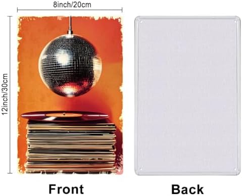 SUPERDANT Records Tin Signs Light Globe Metal Sign Poster Disco Ball Vintage Funny Wall Art Plaque Home Wall Decor for Man Cave Garage Bar Pub Living Room Bedroom Party Decoration Outdoor Gifts