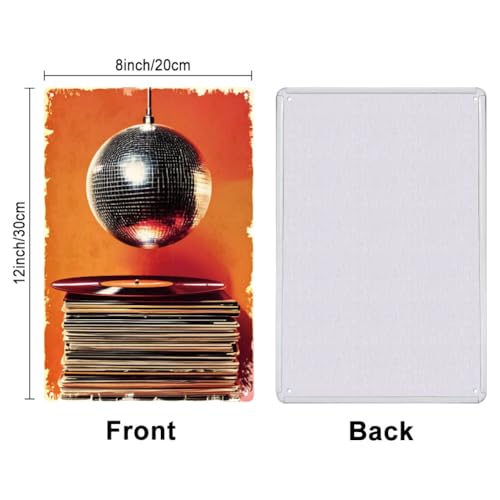 SUPERDANT Records Tin Signs Light Globe Metal Sign Poster Disco Ball Vintage Funny Wall Art Plaque Home Wall Decor for Man Cave Garage Bar Pub Living Room Bedroom Party Decoration Outdoor Gifts