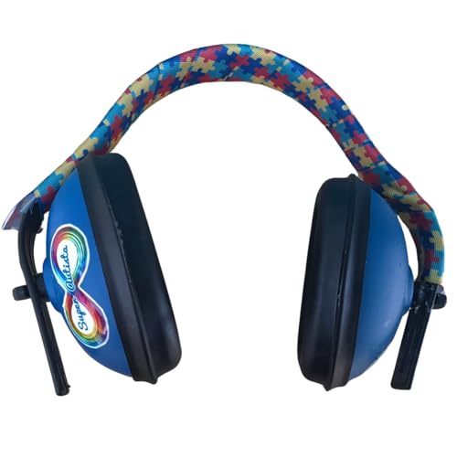 Abafador de Sons 11 DB Cor Azul para Autistas com arco colorido