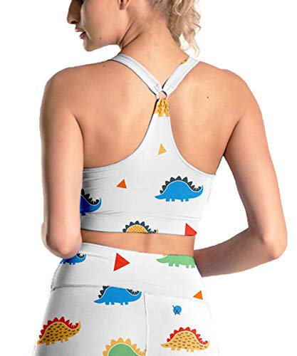 Sunshine Swing Women's Comfort Workout Yoga Sports Bra Cartoon Dinosaur Print Gym Yoga Crop Tank Tops Fitness Running Sexy Top #TOP1