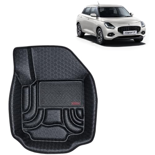 Image of OTO2EYE Car Floor Mat 4.5D Compatible for Maruti Suzuki Swift (2024 Onwards) All Model, 100% Waterproof Tray Shape, Set of 3 Pieces, Top Notch PVC 4.5D Foot Mat, Washable, 1 Year Warranty