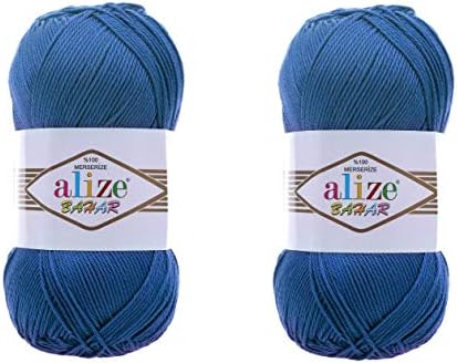 Amazon Com Hilo De Algodon 100 Mercerizado Alize Bahar Hilo De Hilo De Hilo Lote De 2 Skn 7 05 Oz 570 Yardas Crochet Dk Medio Mano Tejer Arte 94 Denim Arte Y Manualidades