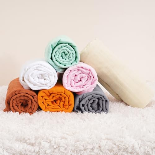 Image of david's kids 2 Pack Hooded Baby Towels, 100% Muslin Cotton 6-Layer Ultra Soft Breathable Absorbent Baby Bath Towels for Infant and Toddler, Newborn Essentials, Large 32x32Inch, White & Grey