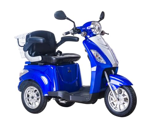 Tecnobike Shop Veicolo Elettrico 3 Ruote per Anziani e Disabili Z-Tech ZT-15-D Trilux Plus, Omologato EEC, con Differenziale, Sedile Comfort, Mobilità Assistita (Blu)
