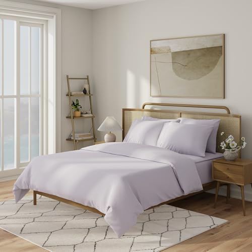 Image of QuickZip Percale Pillowcase King Size (20 inch X 39 inch), Set of 2, 100% Cotton Pillow Covers with Envelope Closure, Lavender