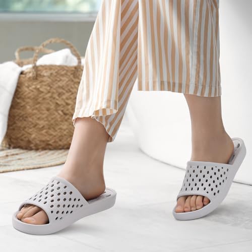 Image of Litfun Shower Shoes for Women Non-Slip Quick Dry Shower Slippers Lightweight Pool Sandals with Drain Holes for College Dorm, Beach, Bathroom & Gym