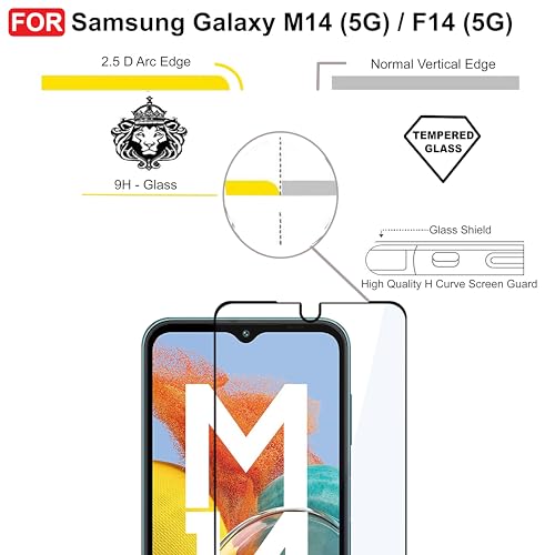 Image of CEDO Tempered Glass for Samsung Galaxy M14 / F14 (5G) | Screen Protector Full HD Quality Tempered Glass Anti-Scratch Edge to Edge Coverage with Easy Installation Kit (Black)