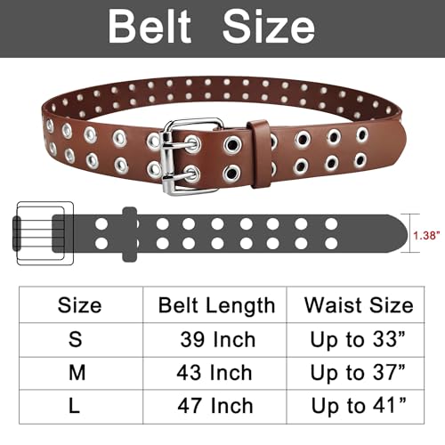 Women's PU Leather Belt with Grommets - Adjustable Strap for Pants & Skirts,Black, Brown, White4