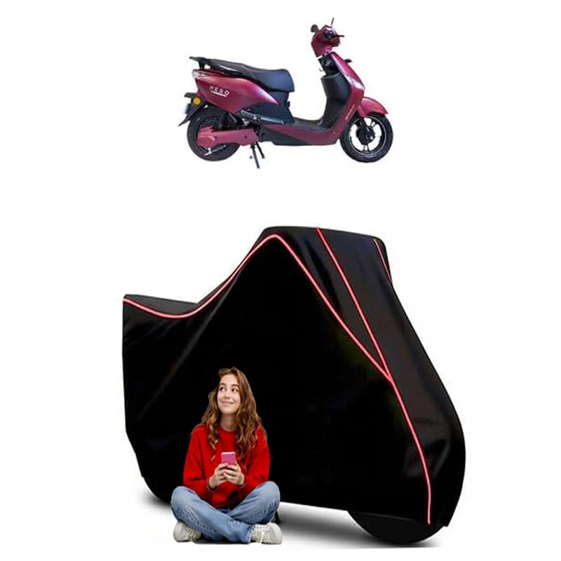 Image of ptima BS6 Electric Scooty Bike Cover Water Resistant Outdoor Use Universal Fit Scooters Motorcycles Heavy Duty UV Protection Dust Rain Scratch Resistant Elastic Bottom Black Blue Piping