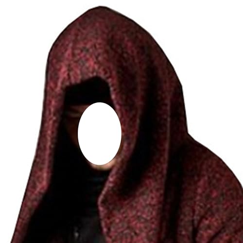 Men's Long Hooded Cardigan Fashion Sweater Ruffle Shawl Collar Sweater Drape Cape Overcoat with Pockets4