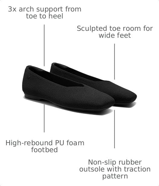 Image of VIVAIA Margot 3.0 Newly Upgraded Women's Ballet Flats Comfortable Square-Toe V-Cut Flats Casual Dress Washable Sustainable Shoes