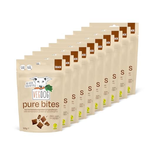 VEGDOG Pure Bites Hypoallergenic Dog Treats (10 x 115 g) | Crispy Snack with Creamy Filling | Protein Rich Snack Innovation with Sweet Potato, Suitable for Allergy Sufferers