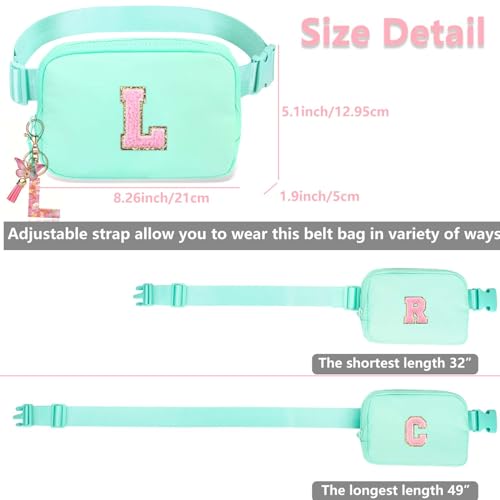 Image of Belt Bag for Girls Gifts - Birthday Gifts for Teenager, Personalized Gifts for Mom Freind Sister Teacher, Graduation GiftsInitial Crossbody Bag Belt Bag for Women Mint Green D