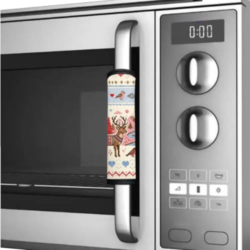 Image of Refrigerator Door Handle Covers Set of 6 Kitchen Electrical Appliance Decor Handles Keep Clean Anti-Slip Fridge Accessories Home Decor, Deer Beige Pink