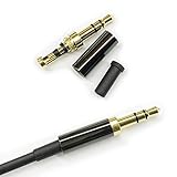3PCS 3.5mm 3 Pole Connector with Light Black Stainless Steel Metal Case for Headphone Repair - Gold Plating Aux Replacement Jack Plug for Soldering Stereo Audio Cable of Headset