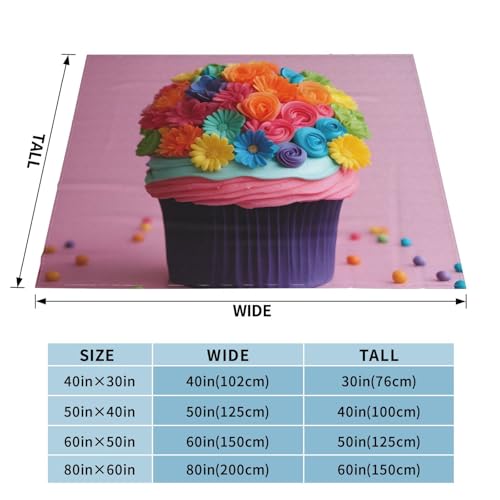 Couverture polaire lit douillette avec motif imprimé cupcake arc-en-ciel - 5