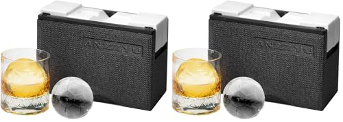 超ビッグサイズ＆クリスタイルクリア！家飲みがより楽しめるANZZYU透明氷メーカー (サッカーボール型) (× 2)の商品画像（Amazon）