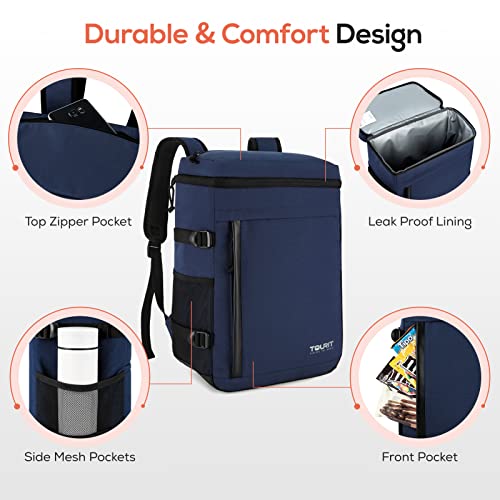 Image of TOURIT 38 Cans Backpack Cooler: Leak Proof Waterproof 2 Insulated Compartments Soft Cooler Bag Beach Travel Camping Picnic