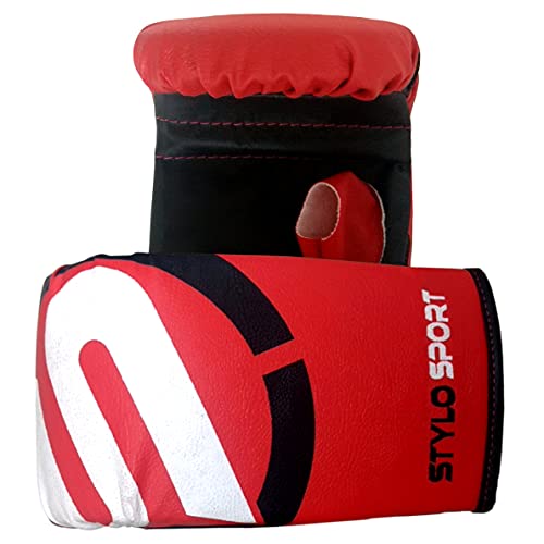 Saco de Pancada Boxe 70 + Luva de Treino Bate Saco Infantil Stylo (Vermelho)