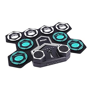 ampusanal Elektronische Drum Kit, draagbare 9-in-1 Desktop Game Hand Roll-Up Drum Kit met 9 Siliconen Drum Kussens…