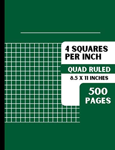 4 Squares Per Inch: 500 Pages | Extra Large Graph Notebook 4x4 Graph Ruled Composition for Math, Science, Accounting | Large 8.5 x 11 Inches | Green      Paperback – Large Print, July 28, 2020