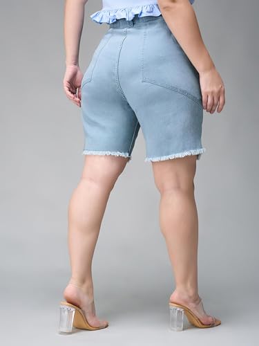 Image of Miss Chase A+ Women's High Rise Clean Regular Stretchable Denim Shorts