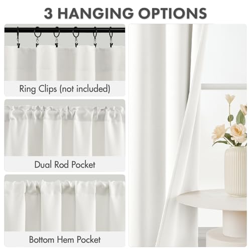 Image of MIULEE Short 45 Inch Kitchen Window Cafe Curtain Natural Set of 4 | Light Blocking Bedroom Drapes, Room Darkening Thermal Insulation, Rod Pocket Short Curtains Small Windows, Privacy Protection