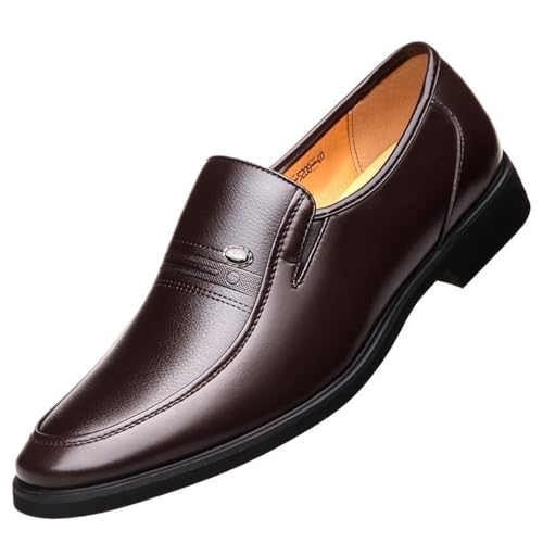 Men's Genuine Leather Slip On Shoes Casual Business Loafers Comfortable Flat Footwear Black