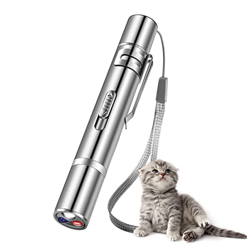 PKISIL Pet Cat Laser Pointer Toy, Interactive Cat Toy Laser for Dog Kitten USB Charging Red Dot Pointer Teaser Toys, Pet Toys for Indoor Kitten Dog Chase Play Training Exercise, Cat Wand Chasing Toys
