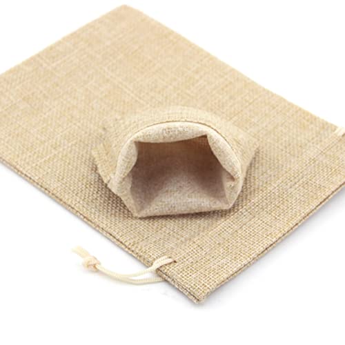 AICHLO 50 peças de sacos de presente de serapilheira com cordão, sacos de estopa de linho, sacos de