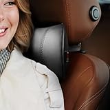 Otom Car Neck Pillow - Ergonomic Faux Leather Headrest Pillow for Driving Comfort | Travel Pillow Fits All Cars, Trucks, SUVs | Luxury Support (Black-Smoked)